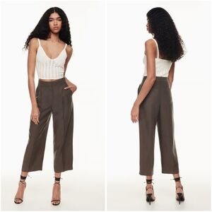 New Aritzia Wilfred The Effortless Pant Linen Cropped 6 Brown Mocha